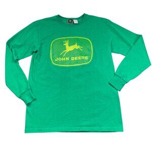 Vintage John Deere Green Long Sleeve T-Shirt Mens Medium Farming Work